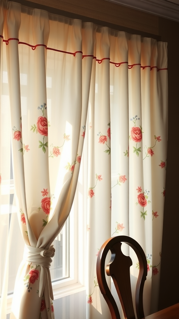 Floral patterned curtains in a cozy setting